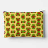 Pochette À Accessoires Motif Abstrait vert et jaune avec Bits rouges (Verso)