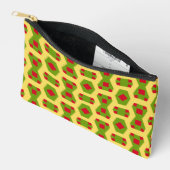 Pochette À Accessoires Motif Abstrait vert et jaune avec Bits rouges (Ouvrir)