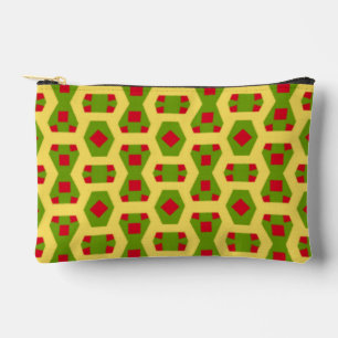 Pochette À Accessoires Motif Abstrait vert et jaune avec Bits rouges