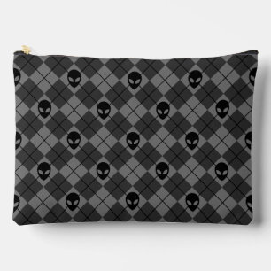 Pochette À Accessoires Motif Argyle Alien Noir et Gris