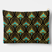 Pochette À Accessoires Motif Art déco or et bleu sur noir (Verso)