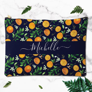 Pochette À Accessoires Motif botanique floral d'été aux agrumes orange