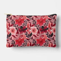 Motif botanique floral d'hibiscus rouge et rose