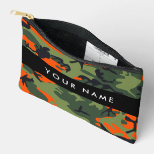 Pochette À Accessoires Motif Camouflage orange, Votre nom, Personnaliser