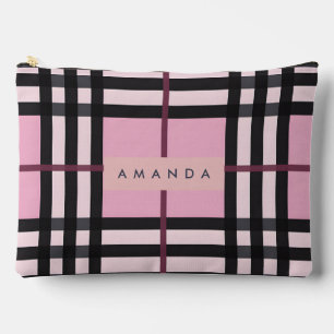 Pochette À Accessoires Motif carreau rose et noir personnalisé intense