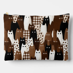 Pochette À Accessoires Motif Chats Suspects – Palette Marron Mocha – Ar