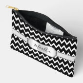 Pochette À Accessoires Motif Chevron Noir Et Blanc Monogramme Petit (Ouvrir)