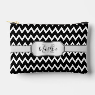 Pochette À Accessoires Motif Chevron Noir Et Blanc Monogramme Petit