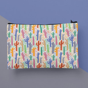 Pochette À Accessoires Motif coloré de cactus saguaro du Sud-Ouest