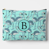 Pochette À Accessoires Motif Cool ironique rayé bleu flamingo Motif Monog (Recto)