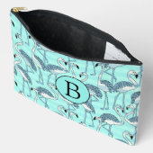 Pochette À Accessoires Motif Cool ironique rayé bleu flamingo Motif Monog (Ouvrir)
