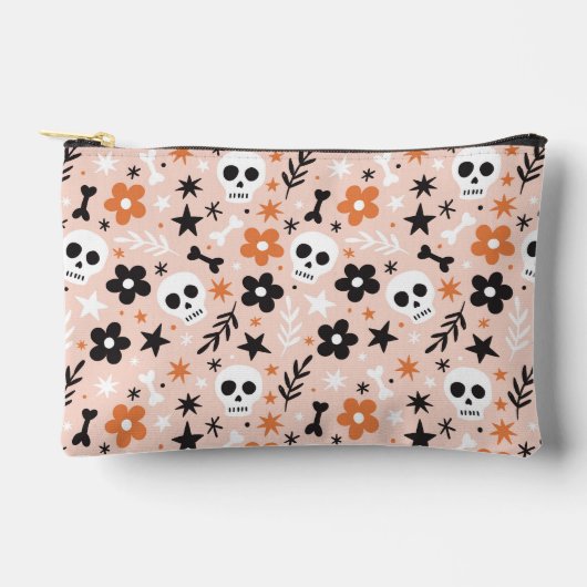 Pochette À Accessoires Motif crâne de fleurs (Recto)