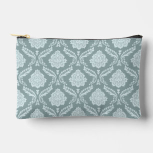 Pochette À Accessoires Motif Damassé Rococo Canard Œuf Bleu+Turquoise