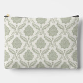 Pochette À Accessoires Motif Damassé Rococo Vert sur Crème (Recto)
