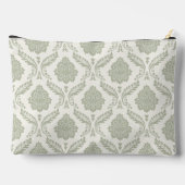 Pochette À Accessoires Motif Damassé Rococo Vert sur Crème (Verso)