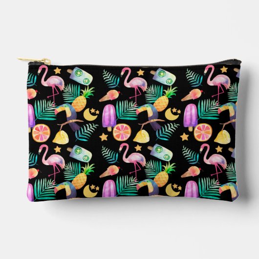 Pochette À Accessoires Motif d'ananas aux oiseaux tropicaux (Recto)