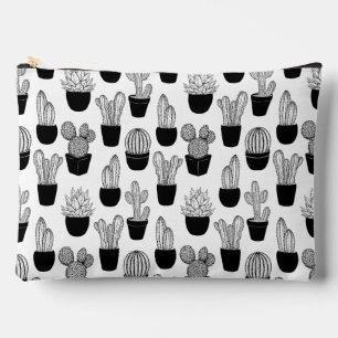 Pochette À Accessoires Motif d'art de ligne Cactus