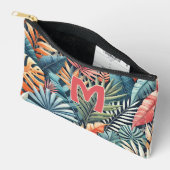 Pochette À Accessoires Motif d'art Feuille turquoise bleu vert rose orang (Ouvrir)