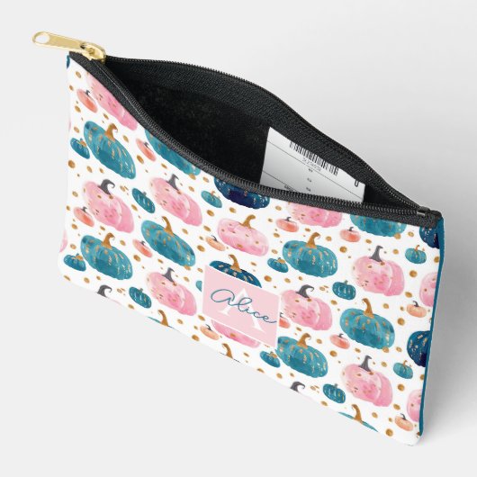 Pochette À Accessoires Motif d'automne Citrouille aquarelle (Ouvrir)