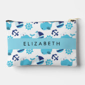 Pochette À Accessoires Motif De Baleines, Baleines Bleues, Votre Nom (Verso)