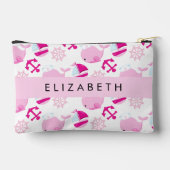 Pochette À Accessoires Motif De Baleines, Baleines Roses, Votre Nom (Verso)