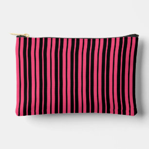 Pochette À Accessoires Motif de bandes verticales en noir rose