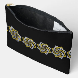 Pochette À Accessoires Motif de broderie étoile géométrique or et argent