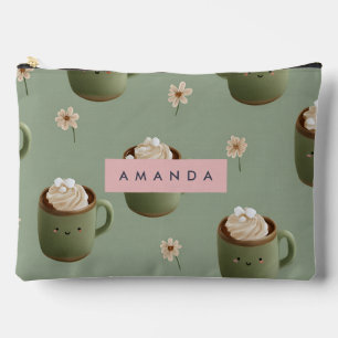 Pochette À Accessoires Motif de cacao chaud Kawaii personnalisé