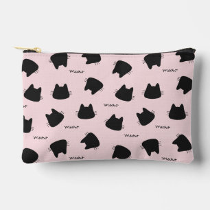 Pochette À Accessoires Motif de chat noir mignon Kitty rose Miaou