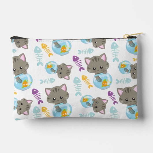 Pochette À Accessoires Motif De Chats, Chats Mignons, Chatons, Poisson (Verso)