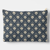 Pochette À Accessoires Motif de coquillages bleu profond et crème (Verso)