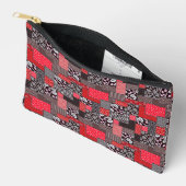 Pochette À Accessoires Motif de courtepointure florale patchwork rétro (Ouvrir)