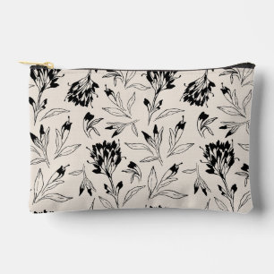 Pochette À Accessoires Motif de croquis botanique floral minimaliste mode