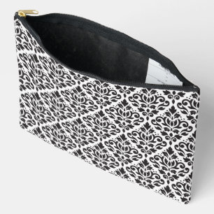 Pochette À Accessoires Motif de défilement Damas noir sur blanc