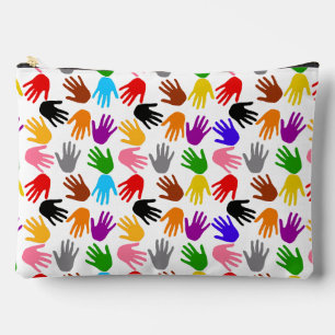 Pochette À Accessoires Motif de design empreinte de main colorée blanche