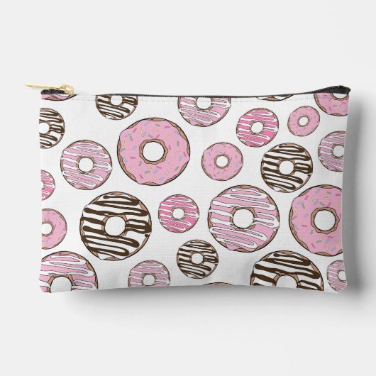 Pochette À Accessoires Motif de donuts, Donuts roses, Donuts blancs (Recto)