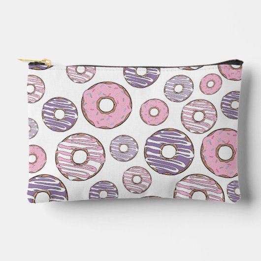 Pochette À Accessoires Motif De Donuts, Donuts Roses, Donuts Violets (Recto)
