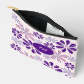 Pochette À Accessoires Motif de Doodle rose violet monogramme (Ouvrir)