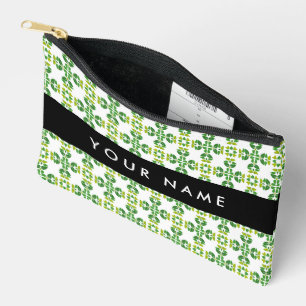 Pochette À Accessoires Motif de feuille, feuilles vertes, votre nom