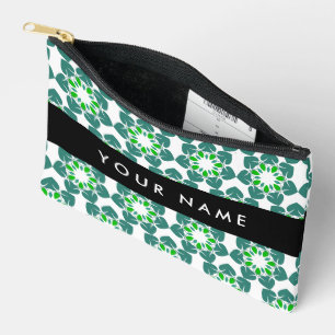 Pochette À Accessoires Motif de feuille, feuilles vertes, votre nom