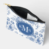 Pochette À Accessoires Motif de fleurs bleues (Ouvrir)