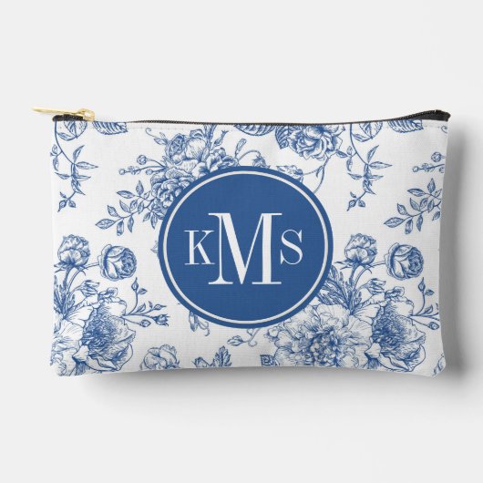 Pochette À Accessoires Motif de fleurs bleues (Recto)