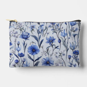 Pochette À Accessoires Motif de fleurs bleues botaniques