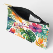 Pochette À Accessoires Motif de fleurs d'imprimerie hawaïenne moderne (Ouvrir)