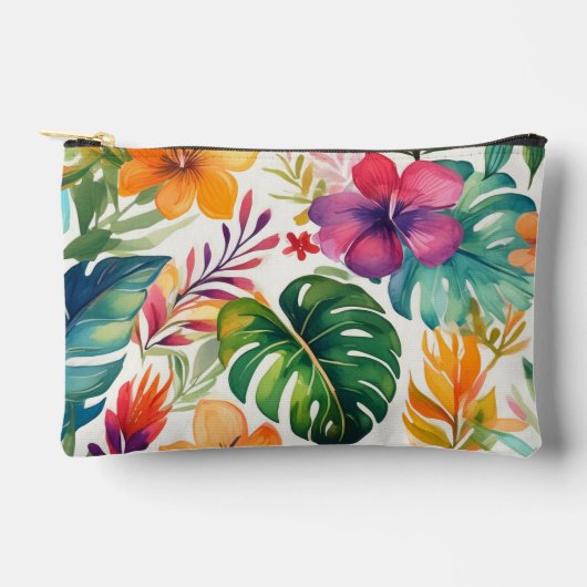 Pochette À Accessoires Motif de fleurs d'imprimerie hawaïenne moderne (Recto)