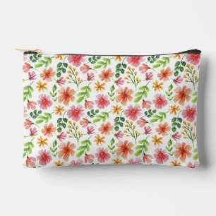 Pochette À Accessoires Motif de fleurs roses à l'aquarelle