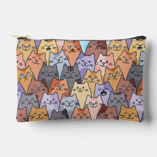 Pochette À Accessoires Motif de foule de chats mignons et colorés avec vi