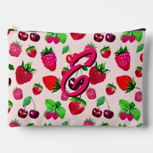 Pochette À Accessoires Motif de fraise mignonne avec nom personnalisé