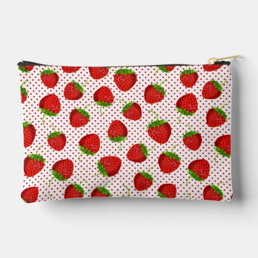 Pochette À Accessoires Motif de fraises et de points rouges (Verso)