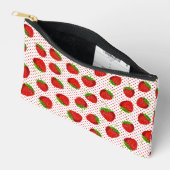 Pochette À Accessoires Motif de fraises et de points rouges (Ouvrir)
